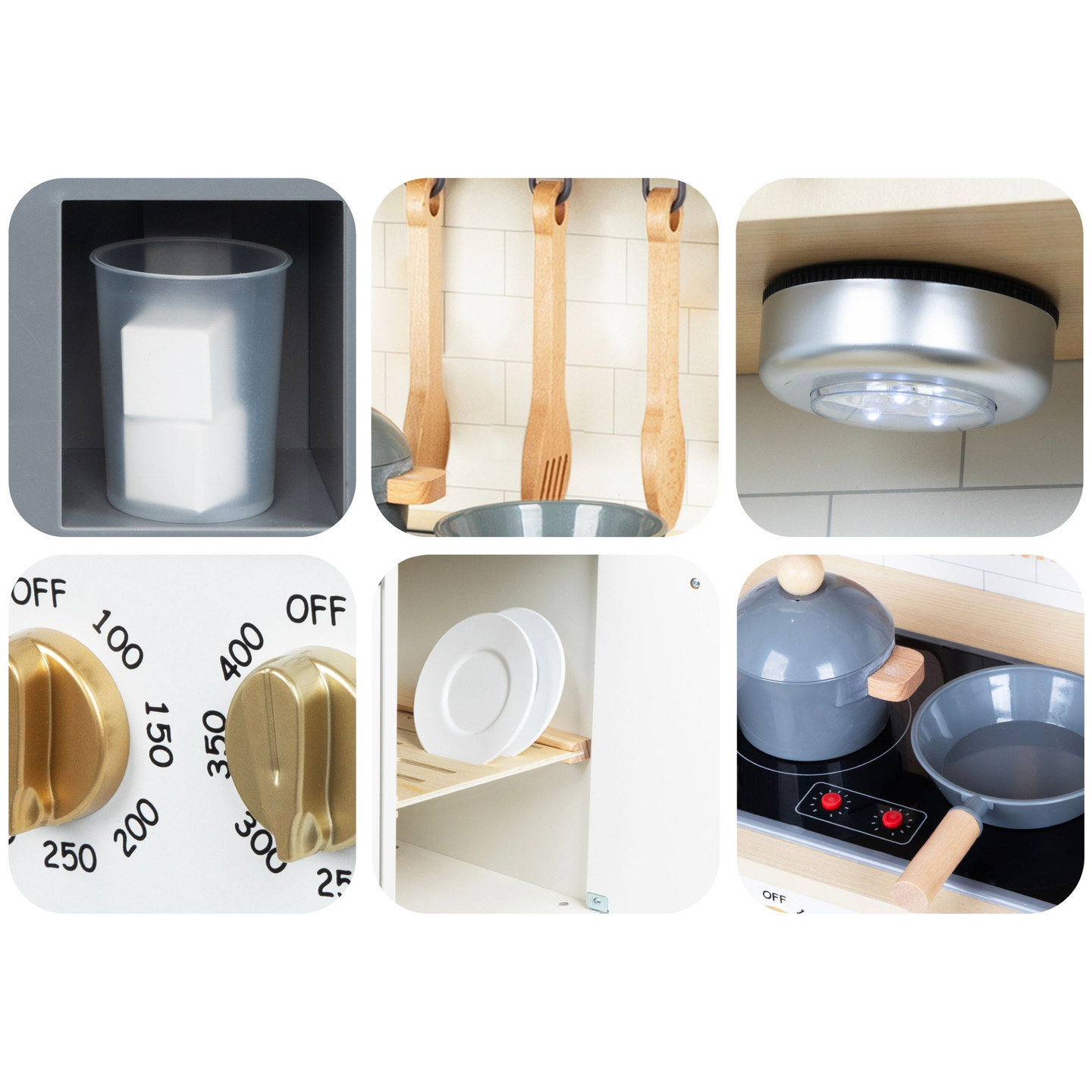 Interaktivt XXL träkök med tillbehör och LED-belysning - tvåplan