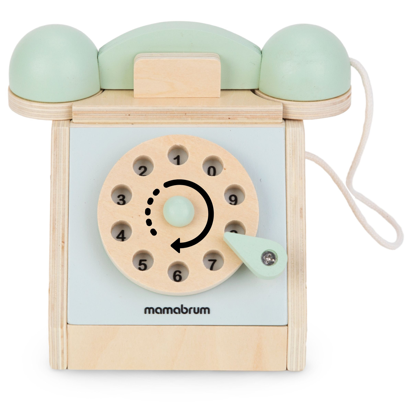 Retro telefon i trä - mint