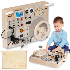 Montessori-lekbräda i trä för små barn - instrumentbräda för bil