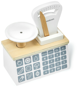 Mini market - butik med vågar, terminal, betalkort och frukt