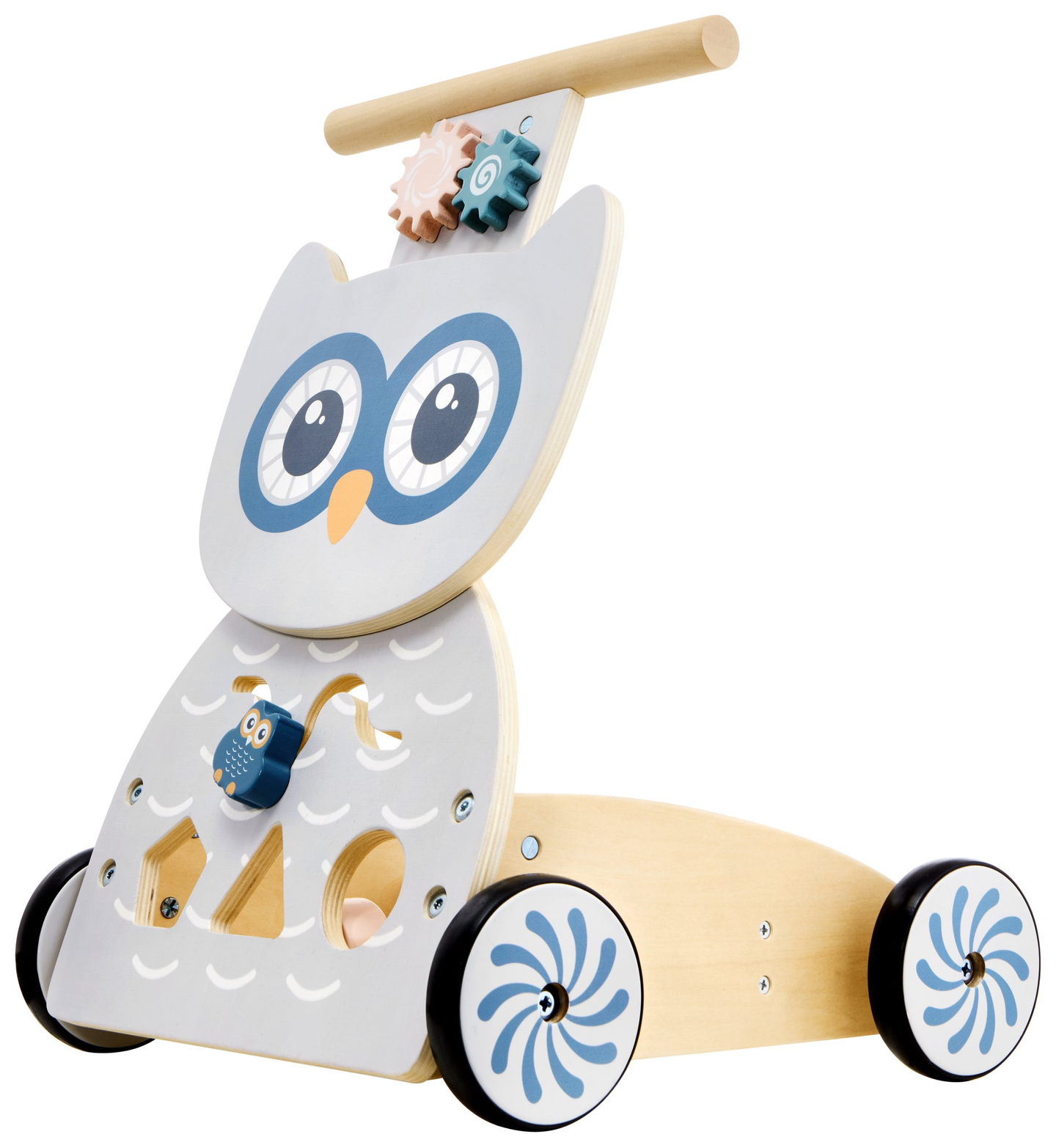 Multifunktionell gåstol - knuffare - barnvagn med klossar - Uggla