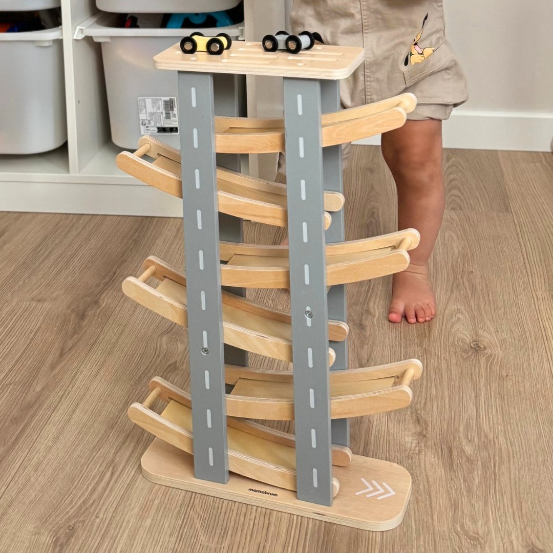 Träbana - rutschkana för bilar - 6 våningar