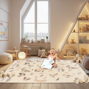 Dubbelsidig vikbar skummatta 180 x 120 x 1 cm - Magic Forest/Autumn Streets - boho