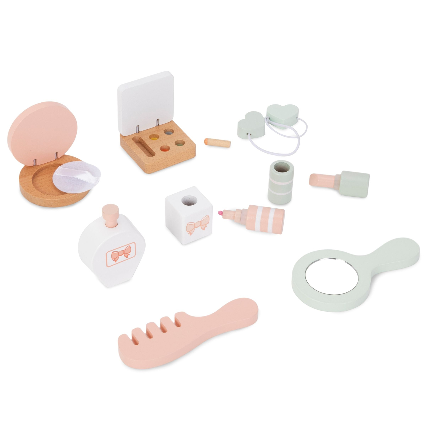 Barnens sminkbord i trä med tillbehör