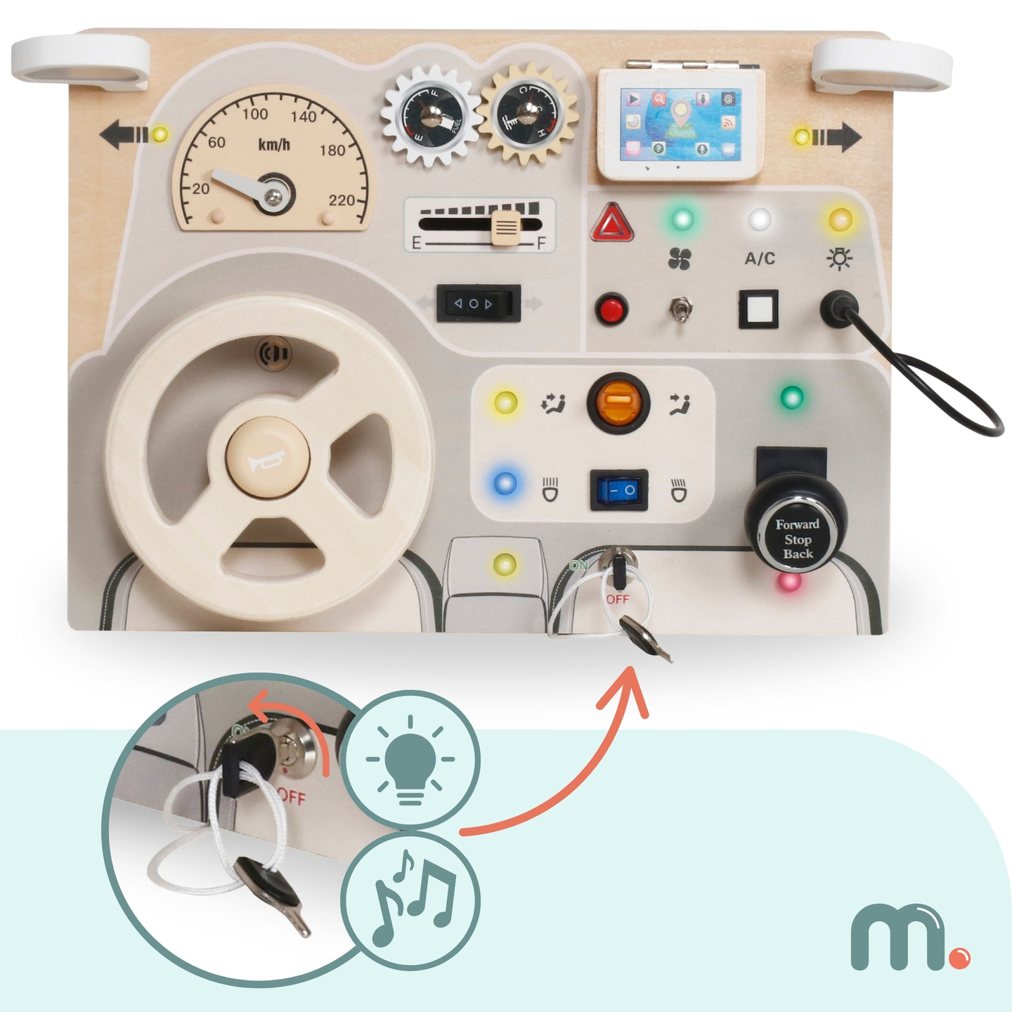 Montessori-lekbräda i trä för små barn - instrumentbräda för bil
