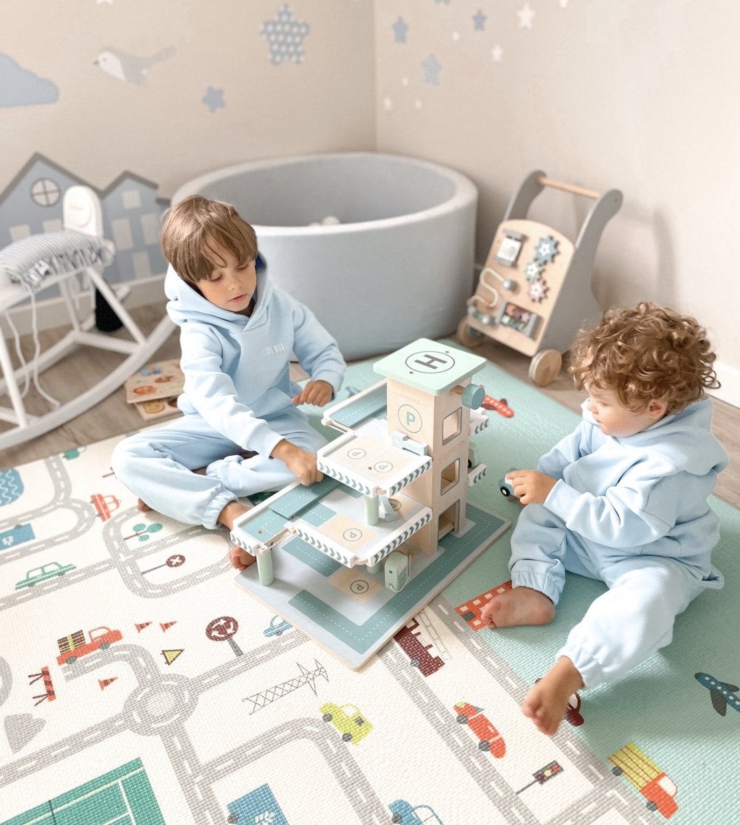 Dubbelsidig skumgummimatta XXL - rulle 2 CM (väg och sicksack)