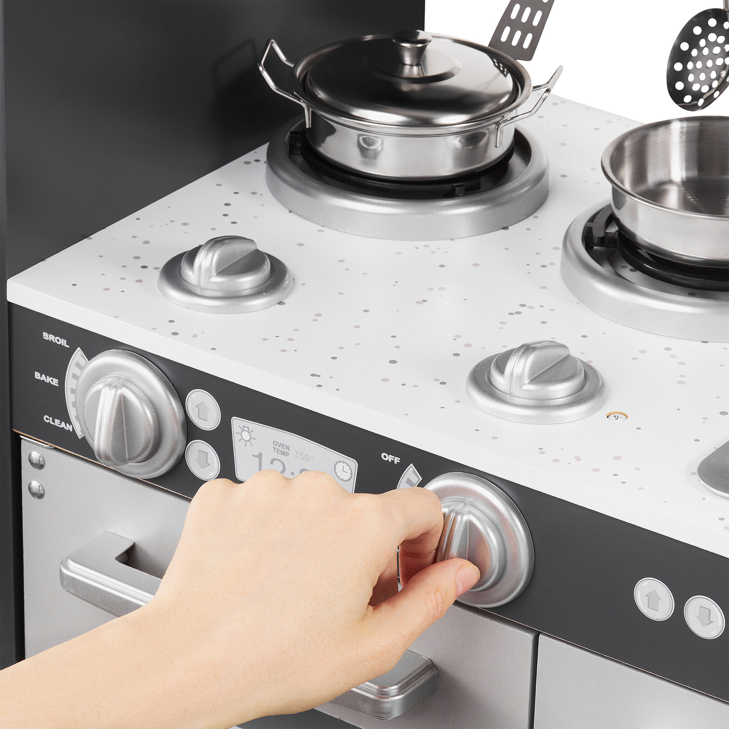 XXL träkök med LED-belysning, förkläde och tillbehör