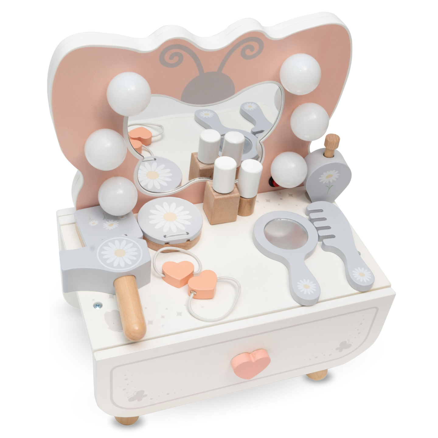 Mini sminkbord i trä med LED-belysning - Butterfly