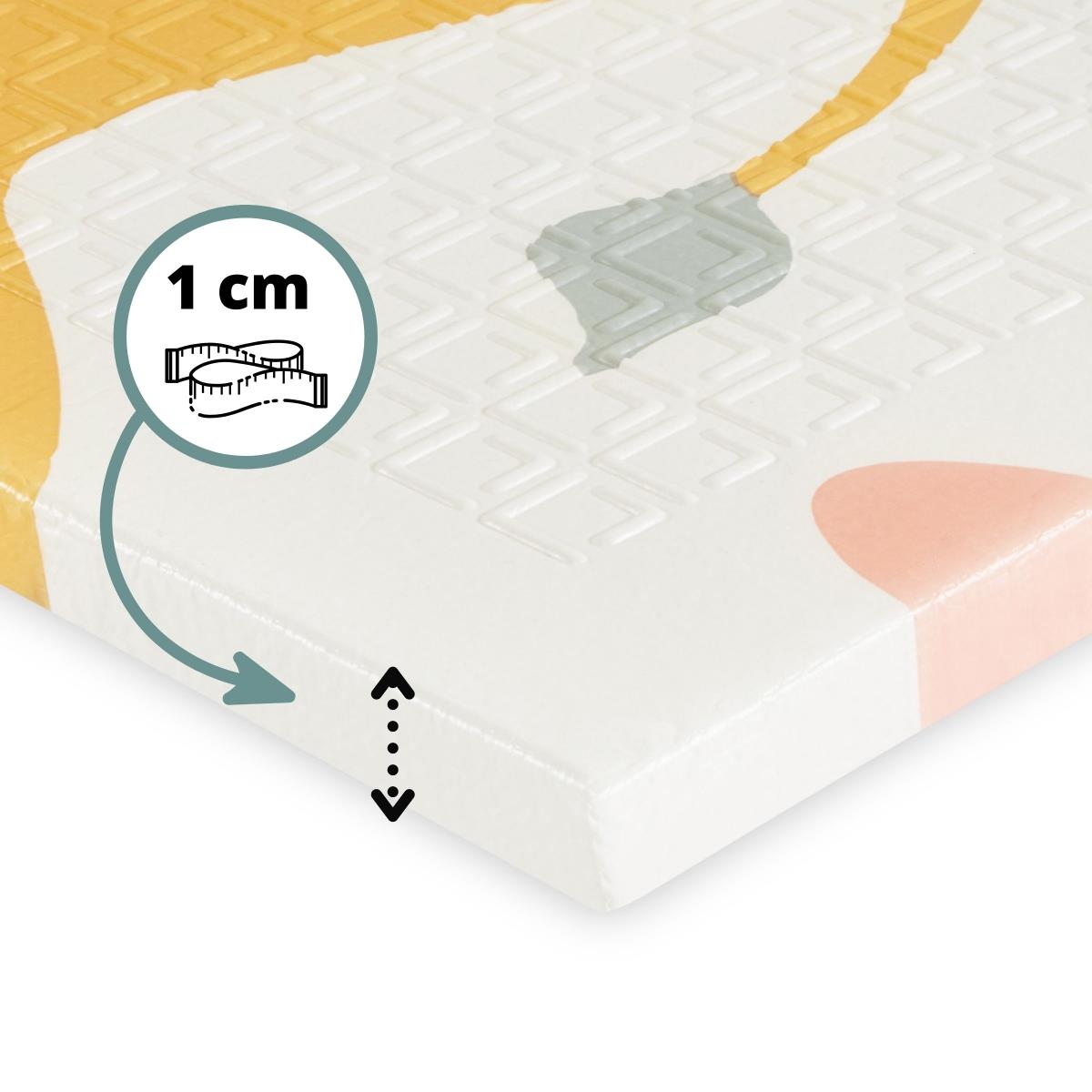 Dubbelsidig hopfällbar skumgummimatta 180 x 120 x 1 cm - Exotiska elefanter/Delikat grå