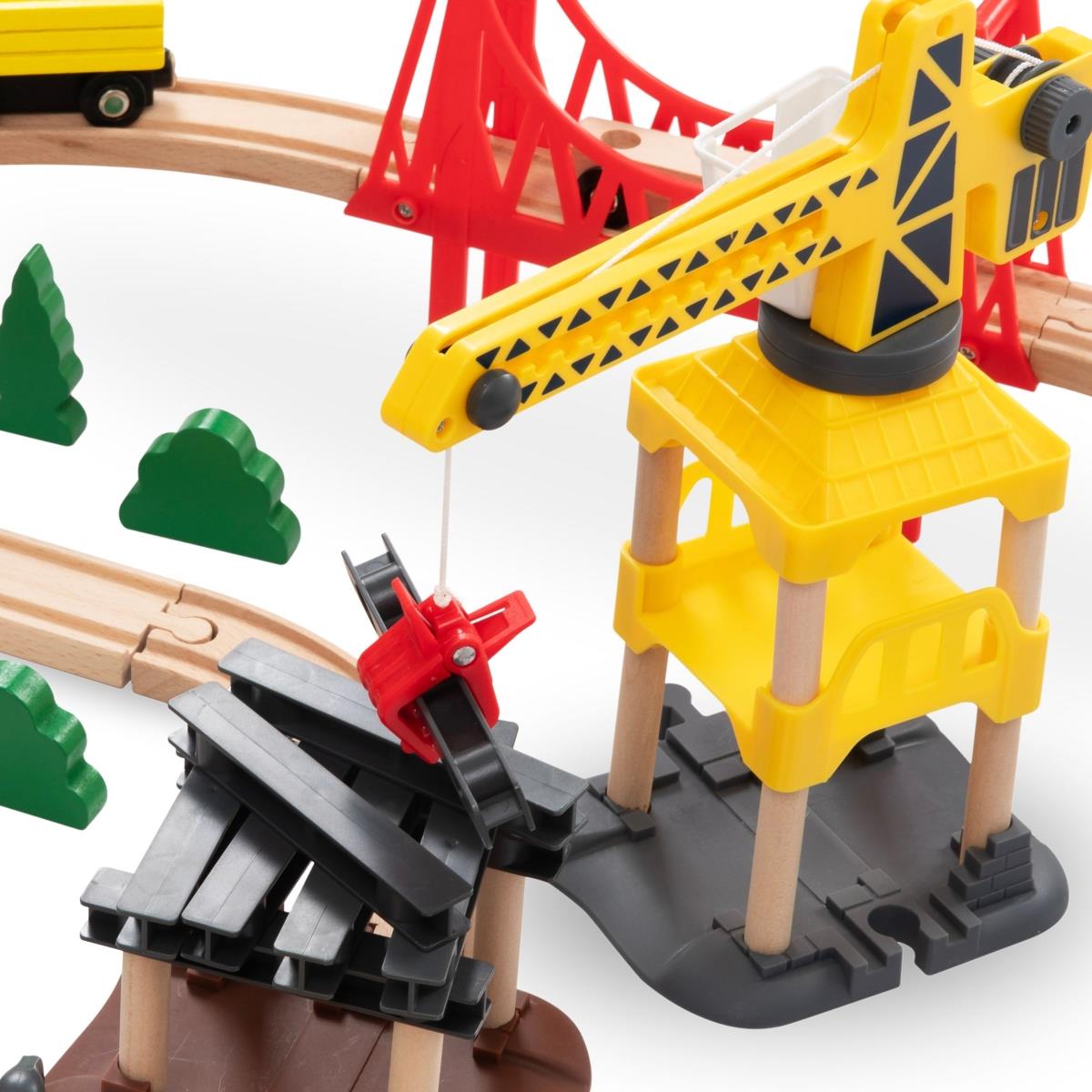 Träjärnväg, batteridrivet tåg - Stad: spår, bilar, bro, flygplats