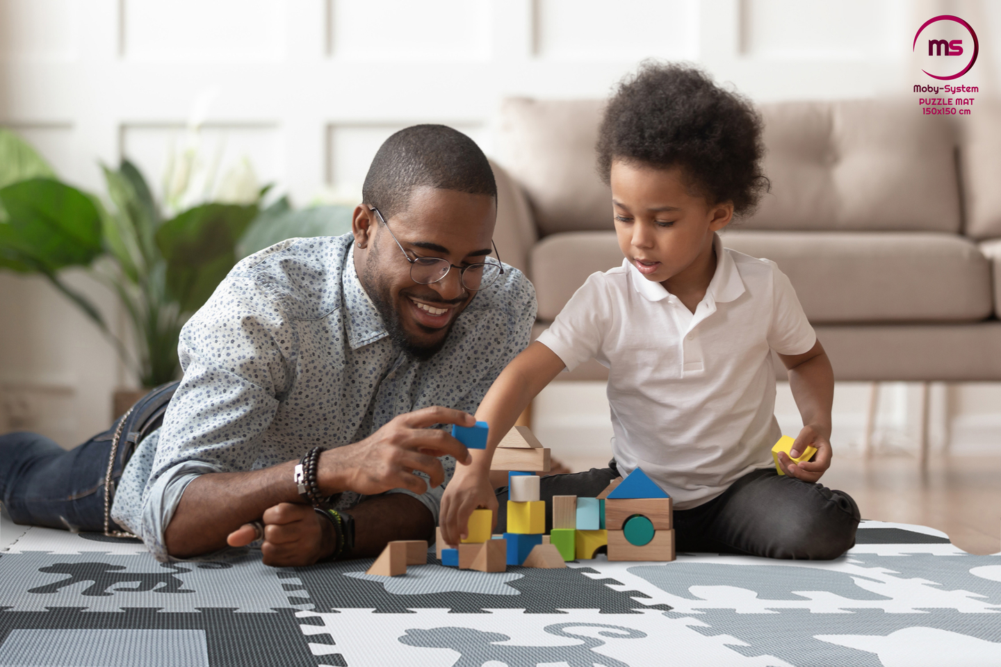 Skummatta XL 150 x 150 x 1cm med kant - EVA-skum - grått