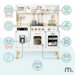 Interaktivt XXL träkök med tillbehör och LED-belysning - tvåplan