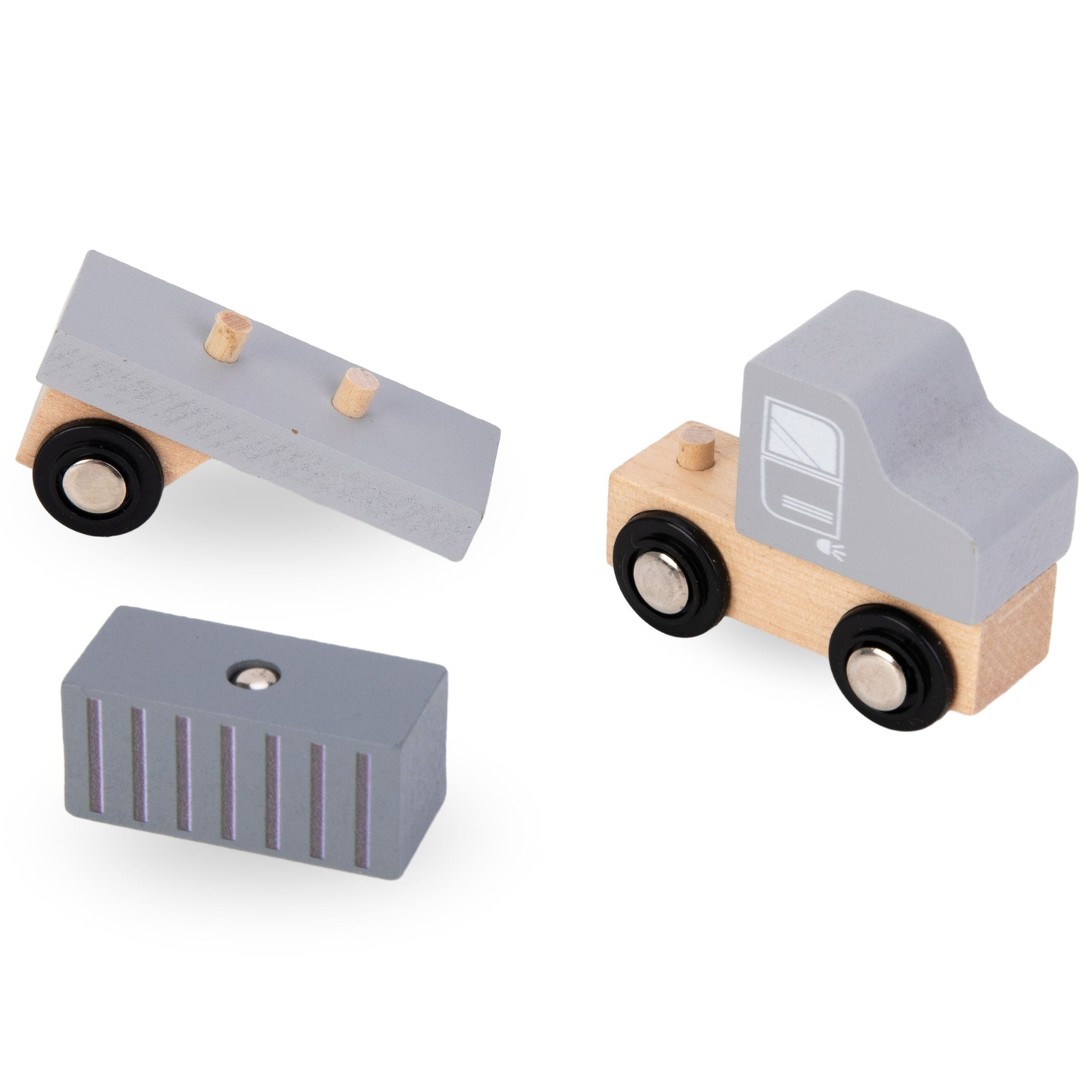 Mobil hamnkran med magnetvinsch och tillbehör - set i trä