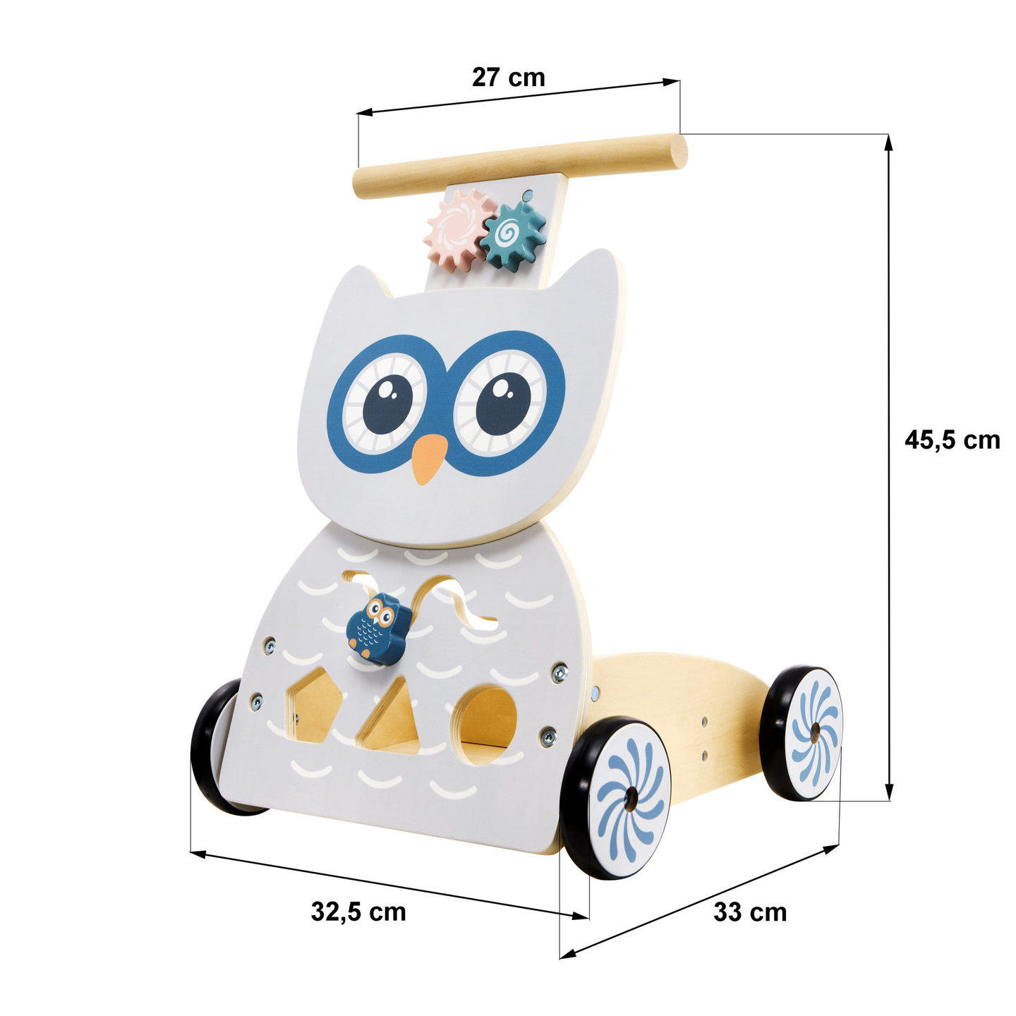 Multifunktionell gåstol - knuffare - barnvagn med klossar - Uggla