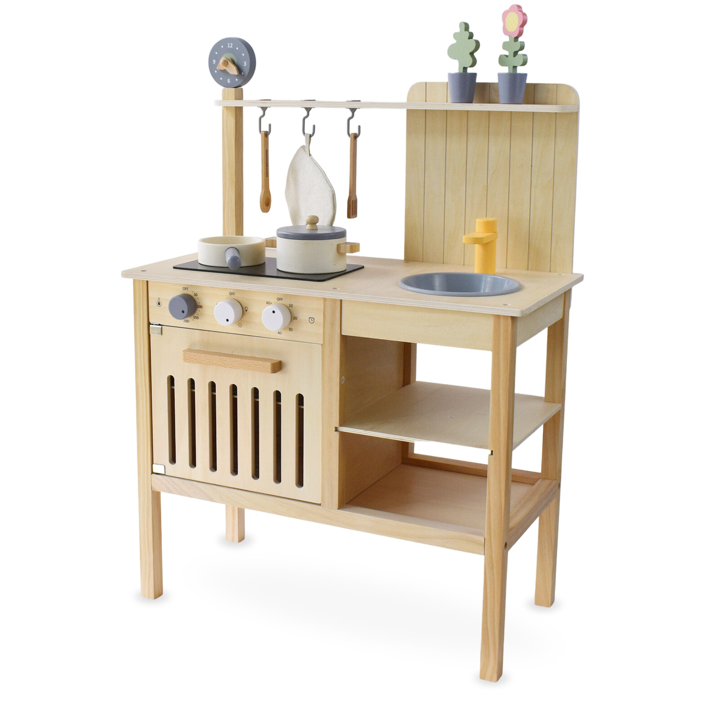 Trädgårdskök i trä med tillbehör - naturlig boho