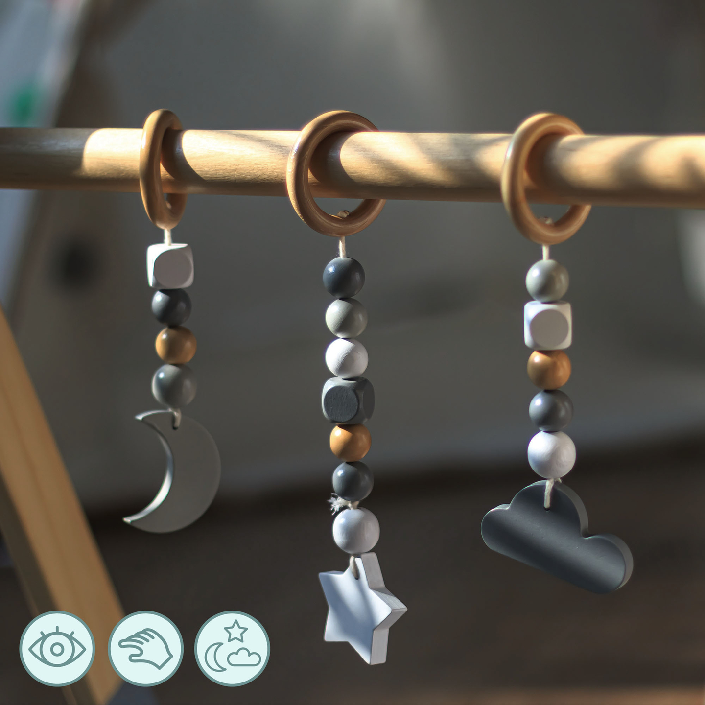 Baby Gym utbildningsställ i trä - färg grå