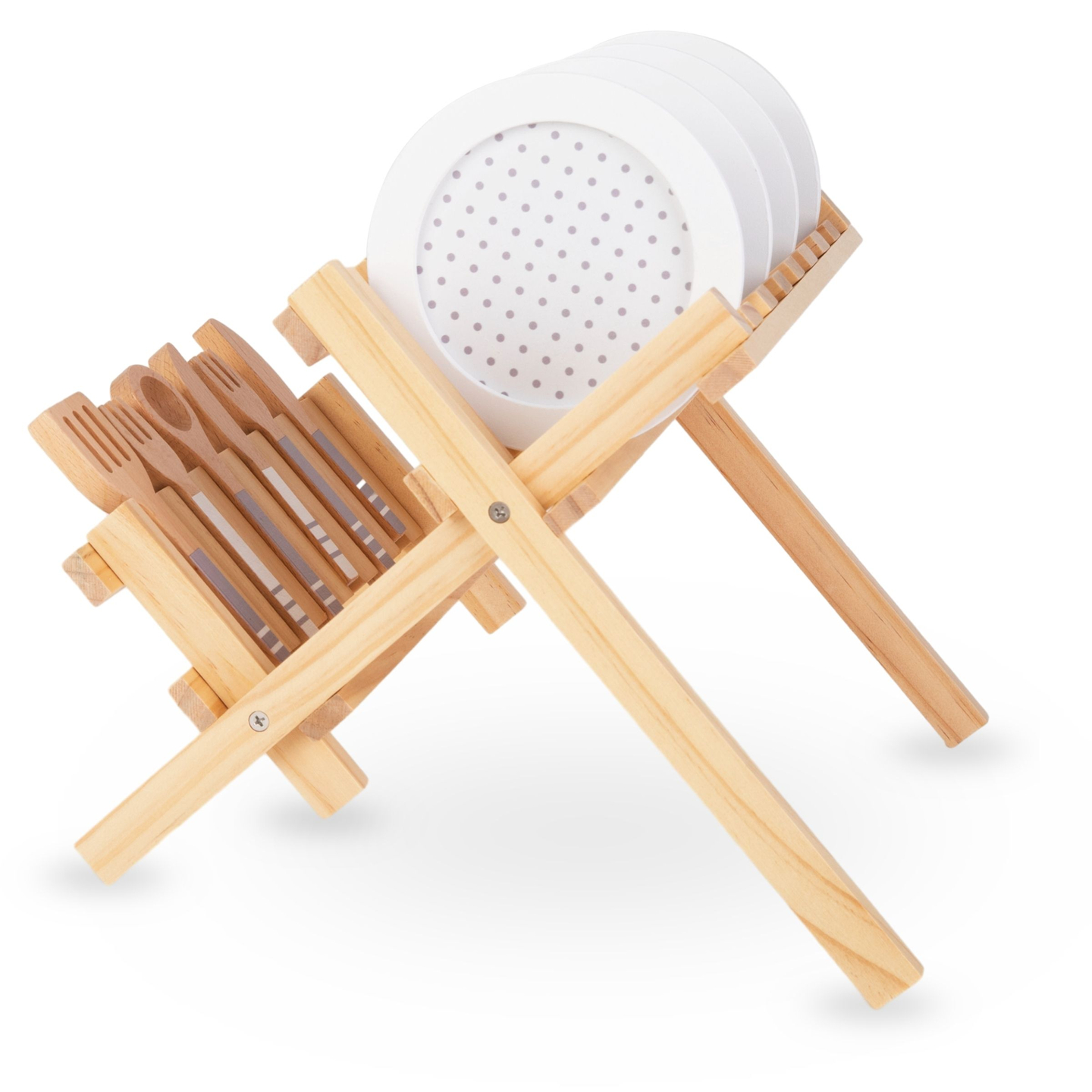 Kökstillbehör i trä med kastrulltork - set för barn