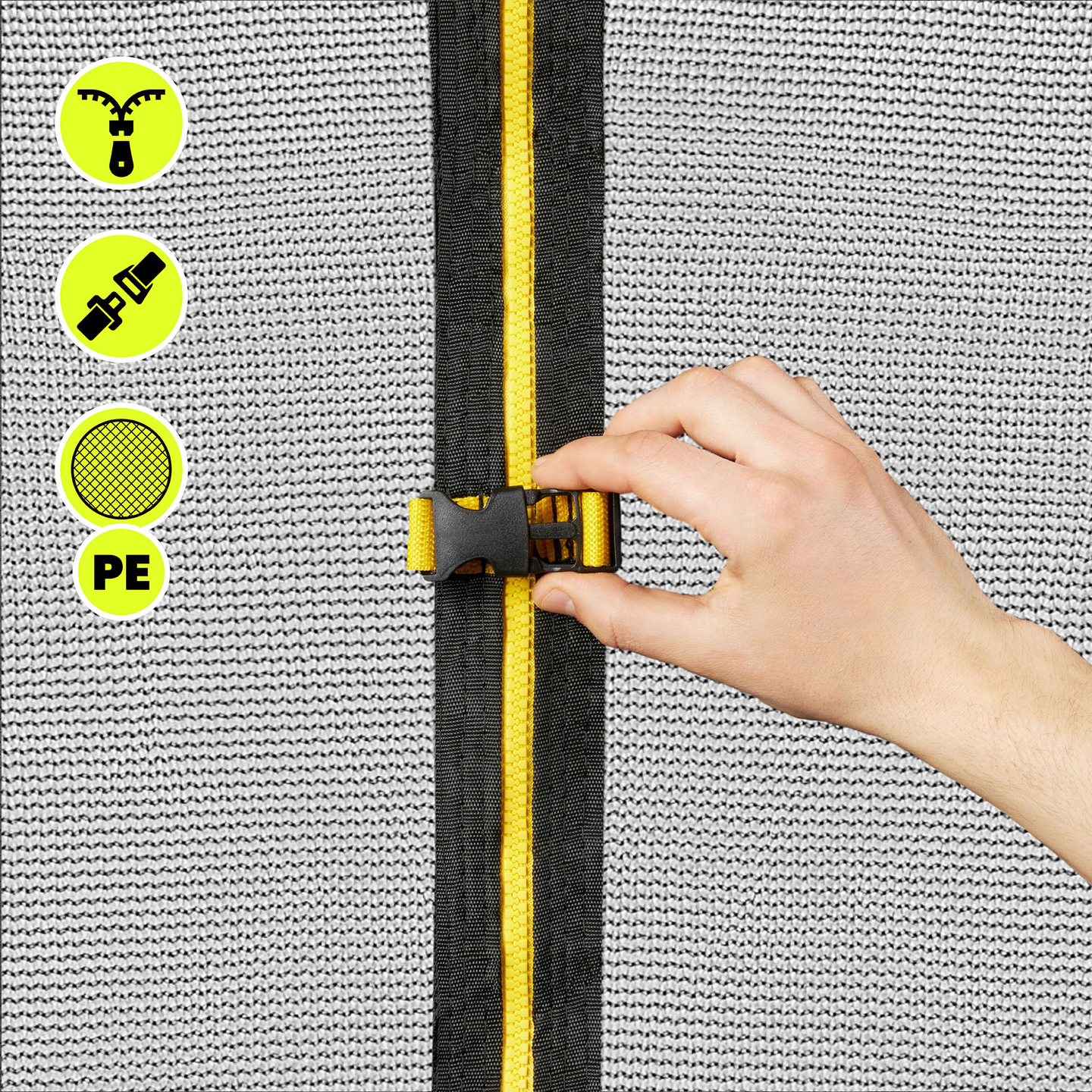 XXL trädgårdstrampolin för barn HyperMotion - 366 cm 12FT - med stege och invändigt nät - för hem och trädgård - max 150 kg