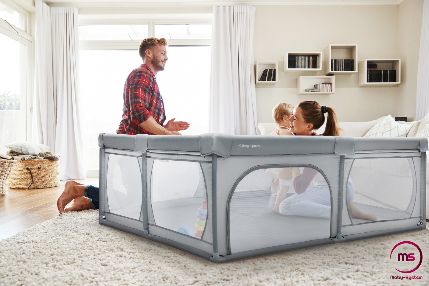 Stor lekpark 200 cm x 180 cm - lekplats för barn, torr bassäng