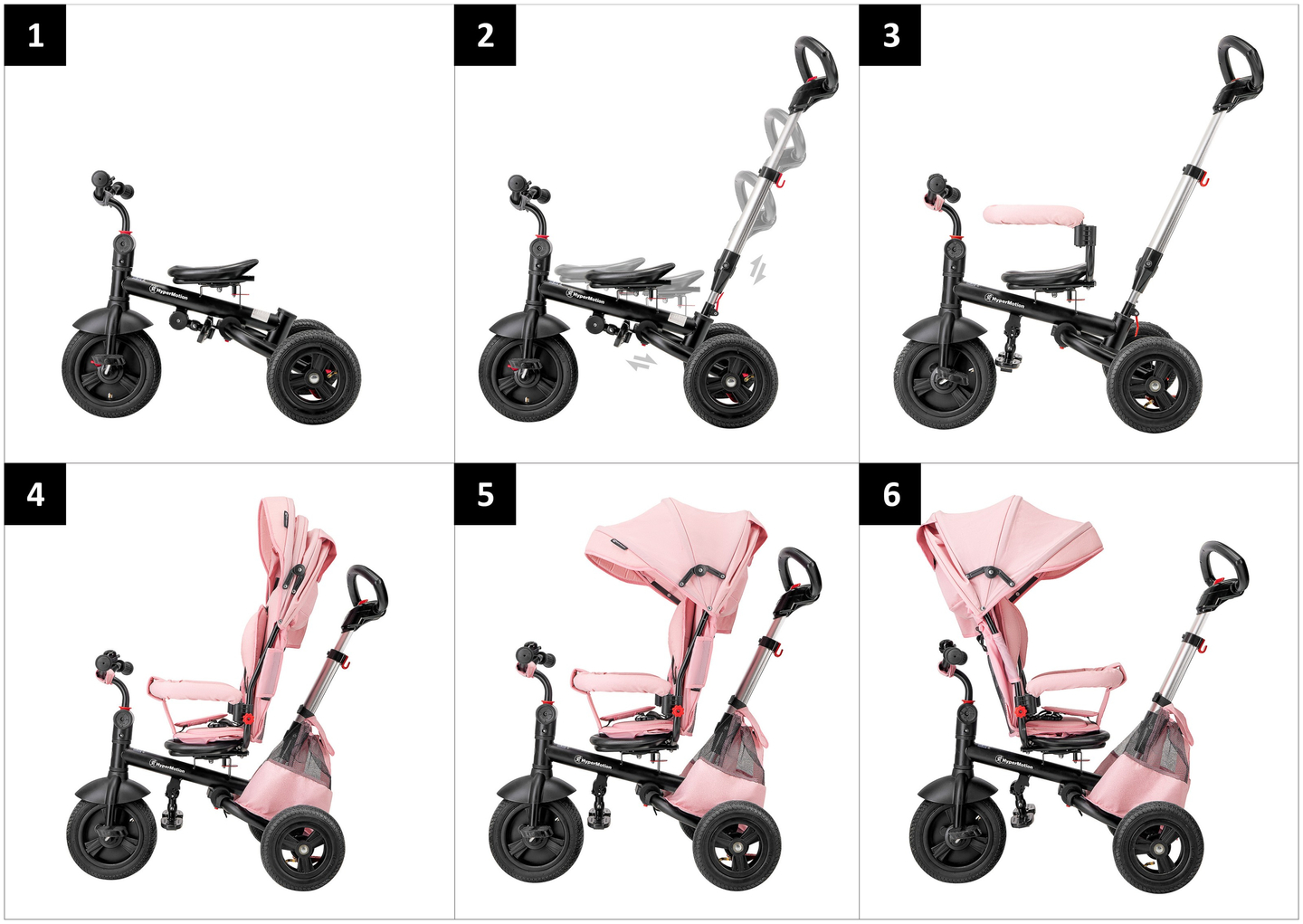 Tobi Velar trehjuling + regnfolie - rosa