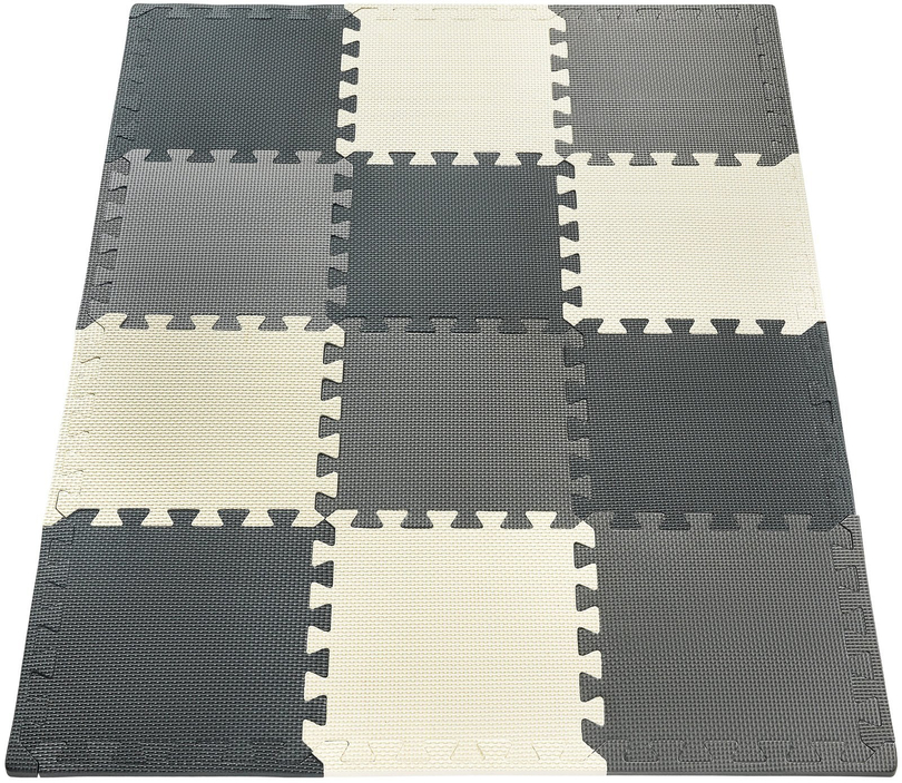 Skumpussel 12 st. - pedagogisk skumgummimatta 120 x 90 x 1.2cm med kant - grå