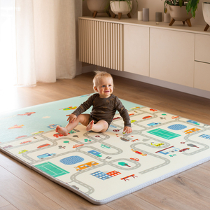 Dubbelsidig skumgummimatta XXL - rulle 2 CM (väg och sicksack)