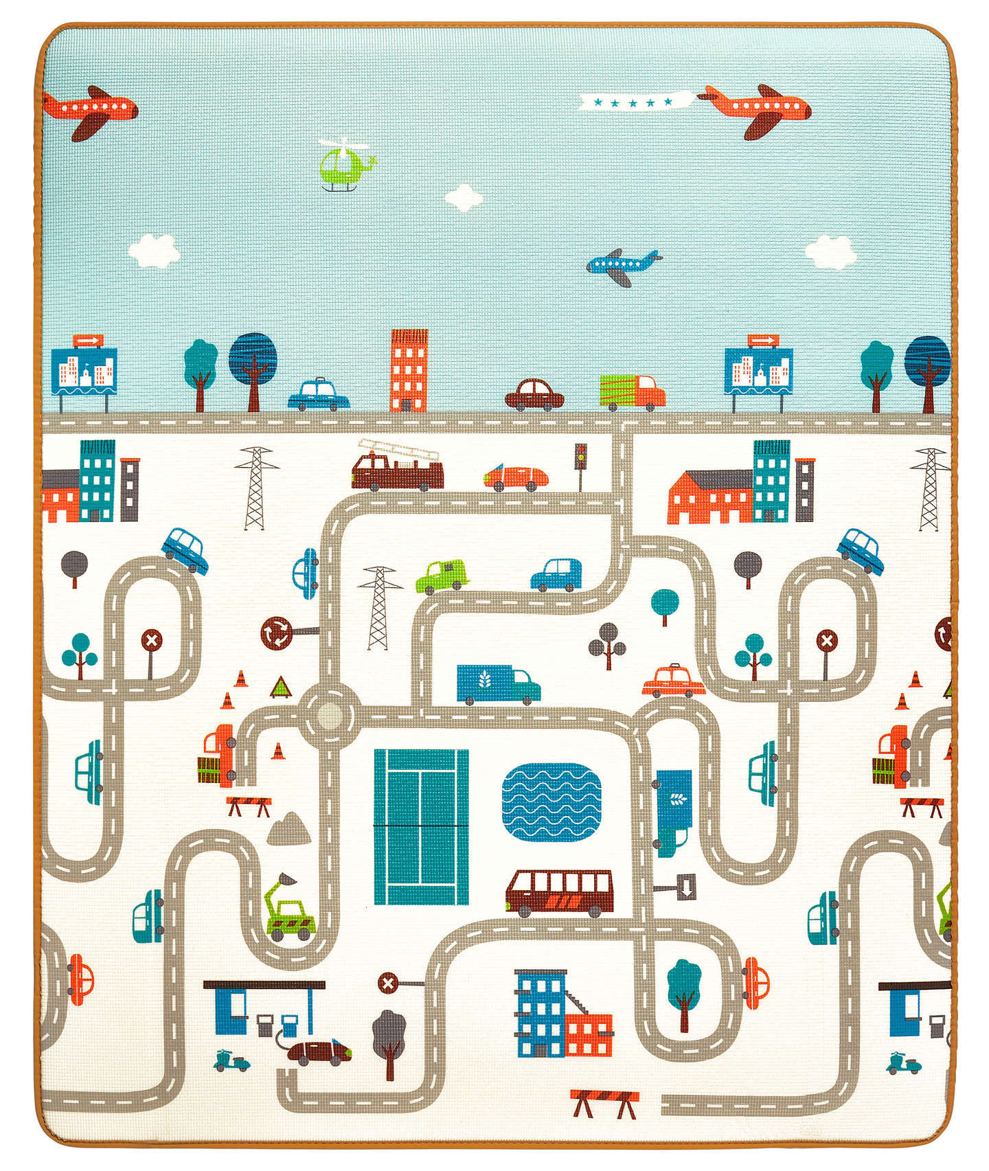 Dubbelsidig skumgummimatta XXL - rulle 2 CM (väg och sicksack)