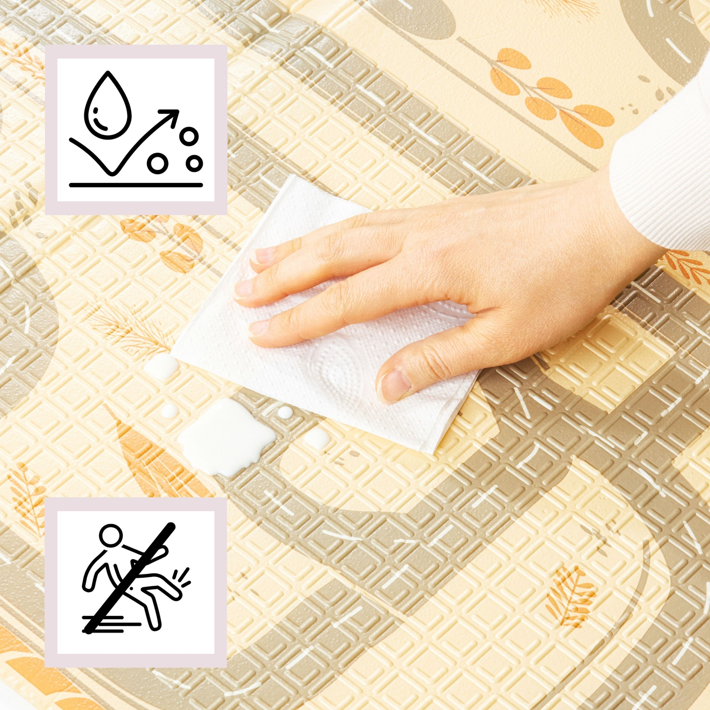 Dubbelsidig vikbar skummatta 180 x 120 x 1 cm - Magic Forest/Autumn Streets - boho