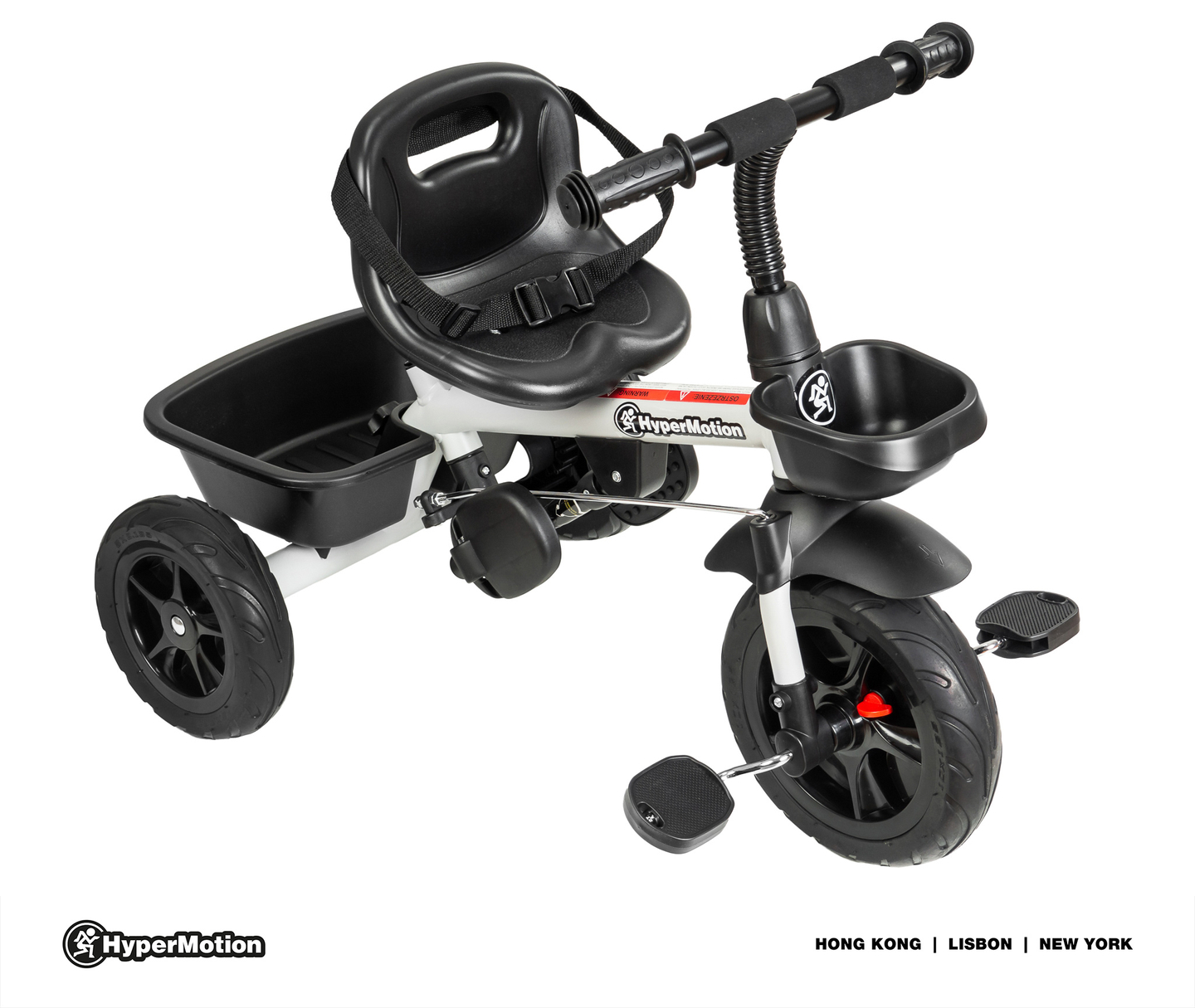 HyperMotion TOBI VECTOR trehjuling - evigt uppblåsbara hjul + skjutstång. Färg: ljusgrå.