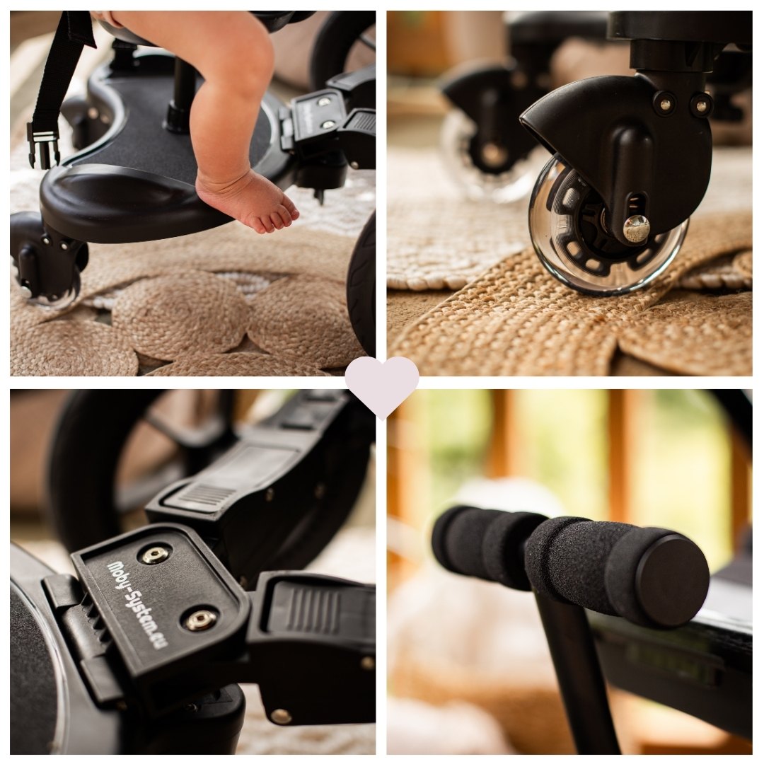 MR BUGGY rullstolsförlängning med sits - LED-hjul