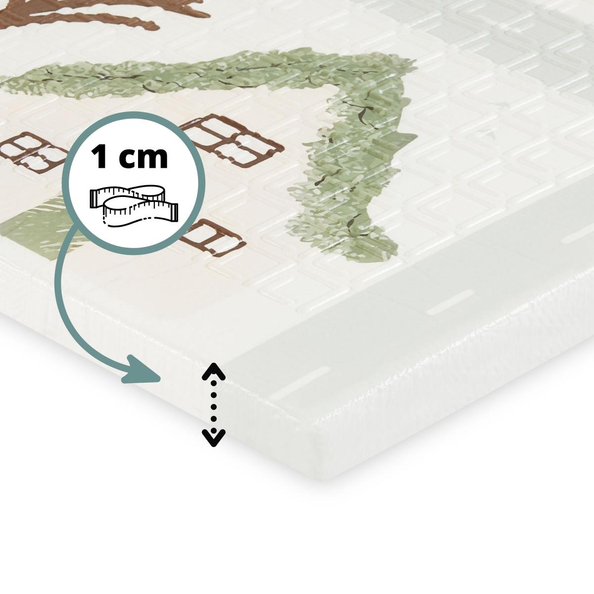 Dubbelsidig hopfällbar skummatta 180 x 120 x 1cm - Charming Town/Sand Beige