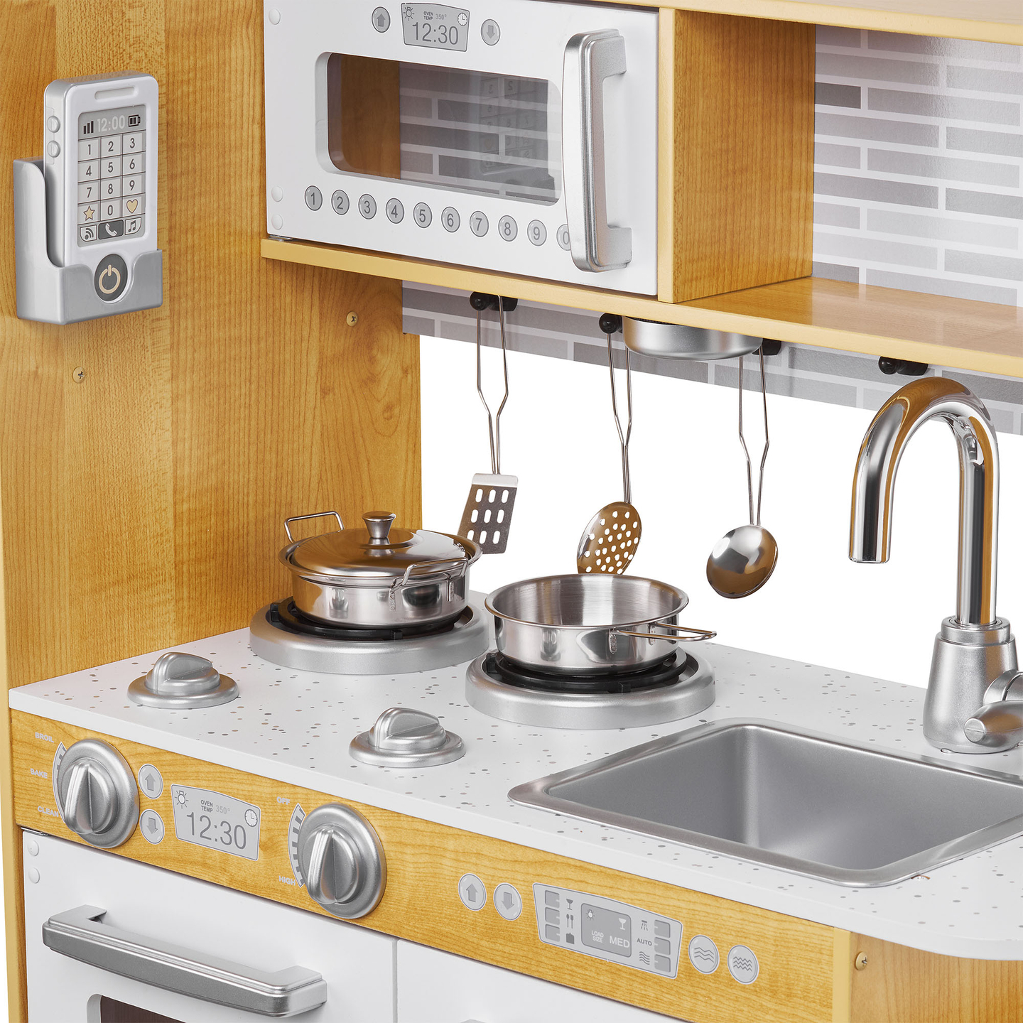 XXL träkök med LED-belysning, förkläde och tillbehör