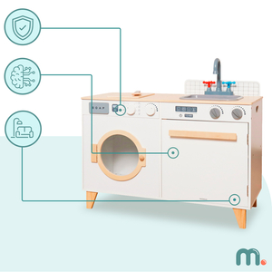 Tvättstuga och kök i trä - 2-i-1-hemset för barn