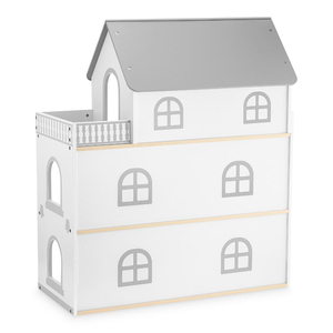 Dockhus i vitt trä med terrass och tillbehör