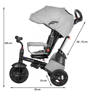 Tobi Velar trehjuling + regnfolie - grå