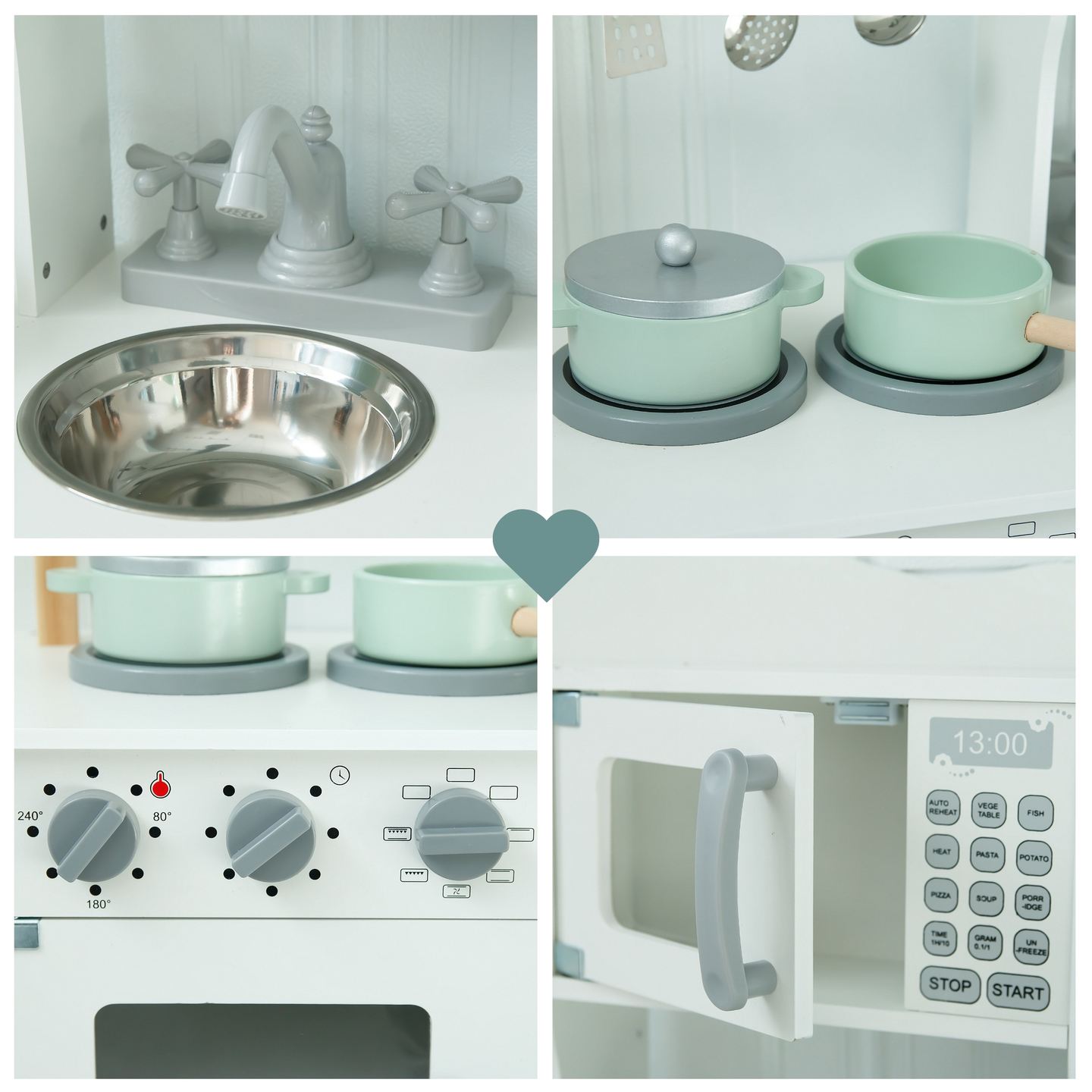 Barnkök i trä med mikrovågsugn