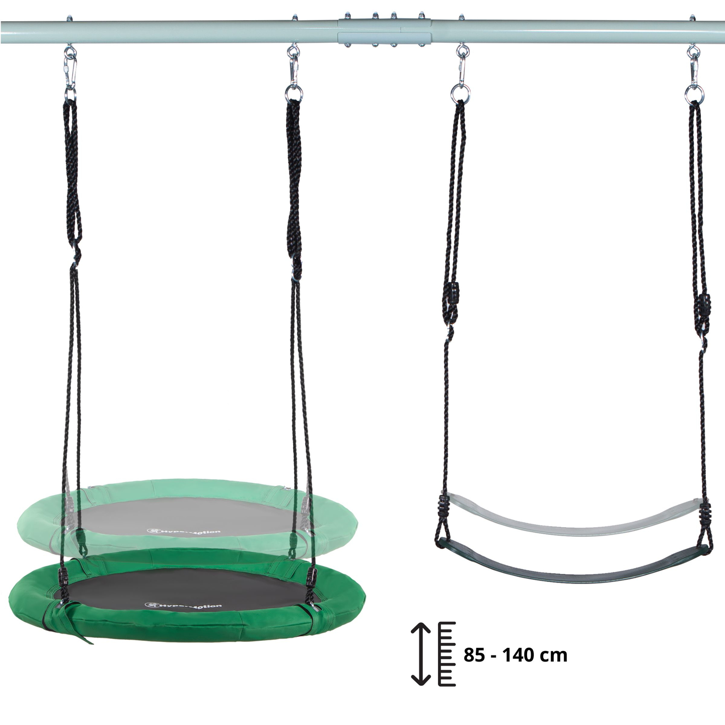Dubbel trädgårdsgunga med ram och rep - sittdel och storkbo