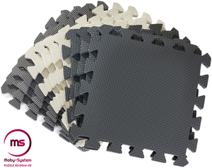 Skumpussel 12 st. - pedagogisk skumgummimatta 120 x 90 x 1.2cm med kant - grå