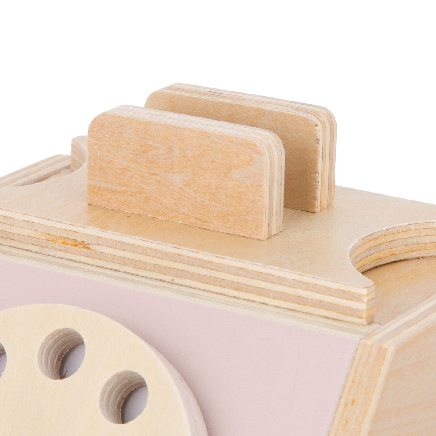 Retro telefon i trä - pastellrosa