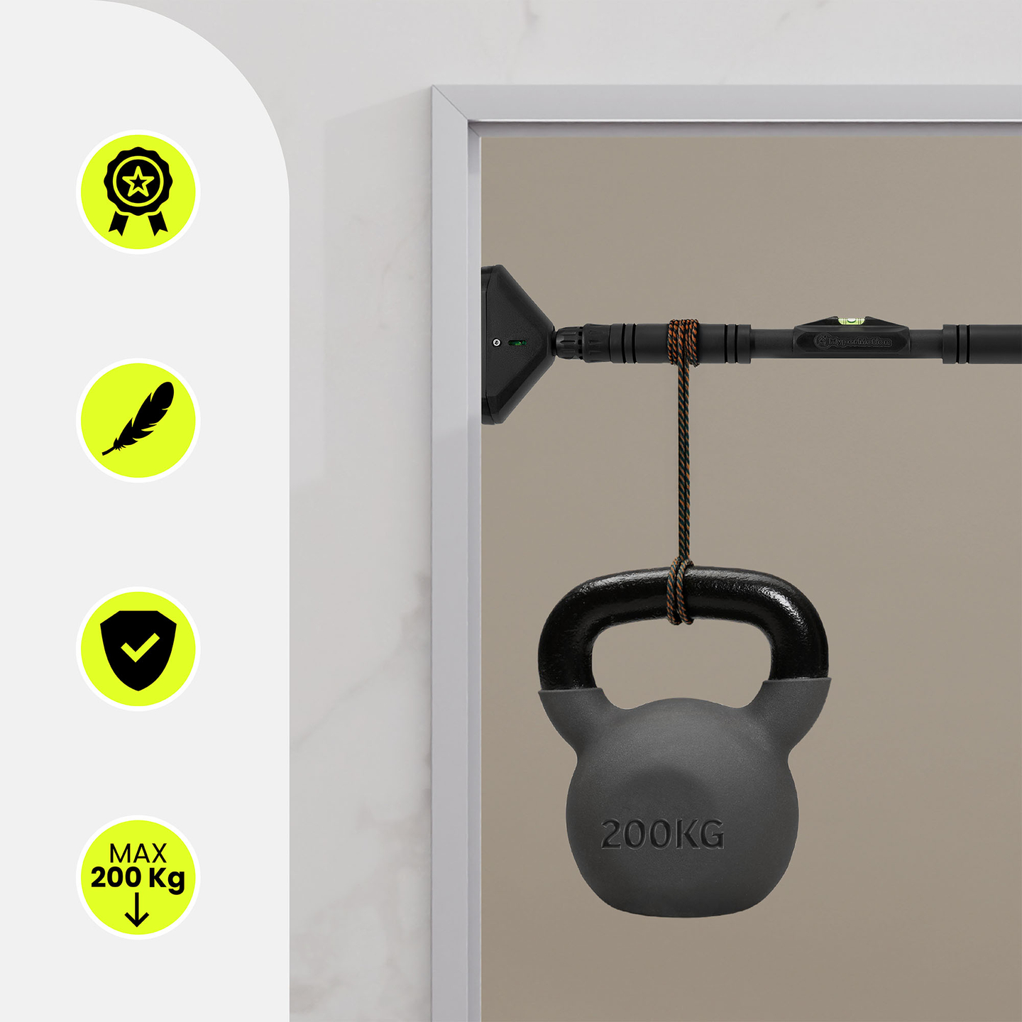 HyperMotion justerbar pull-up-stång 70–100 cm, 200 kg, svart