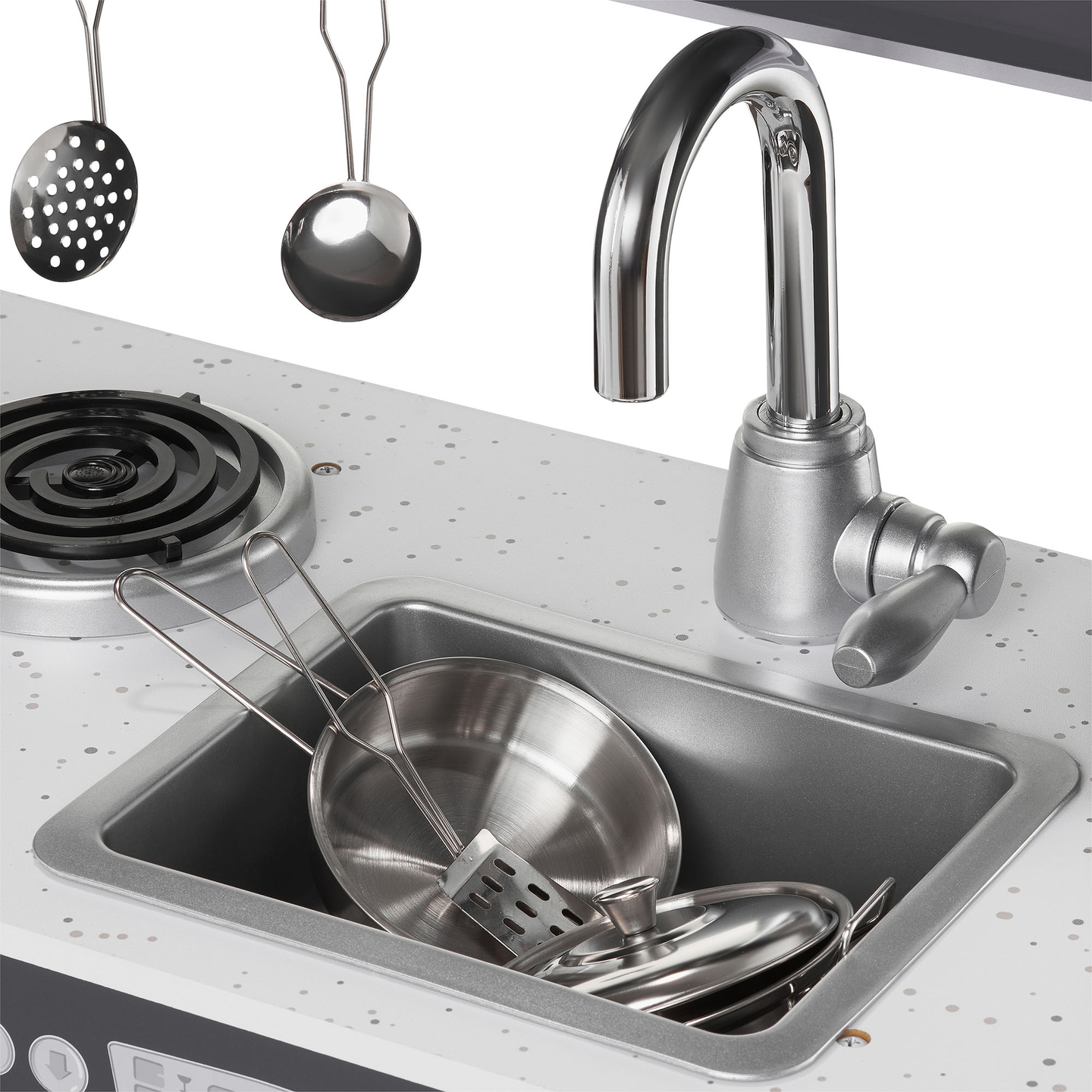 XXL träkök med LED-belysning, förkläde och tillbehör