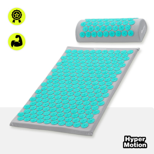 Akupressurmatta med kudde och överdrag - 72 cm HyperMotion grå-mint