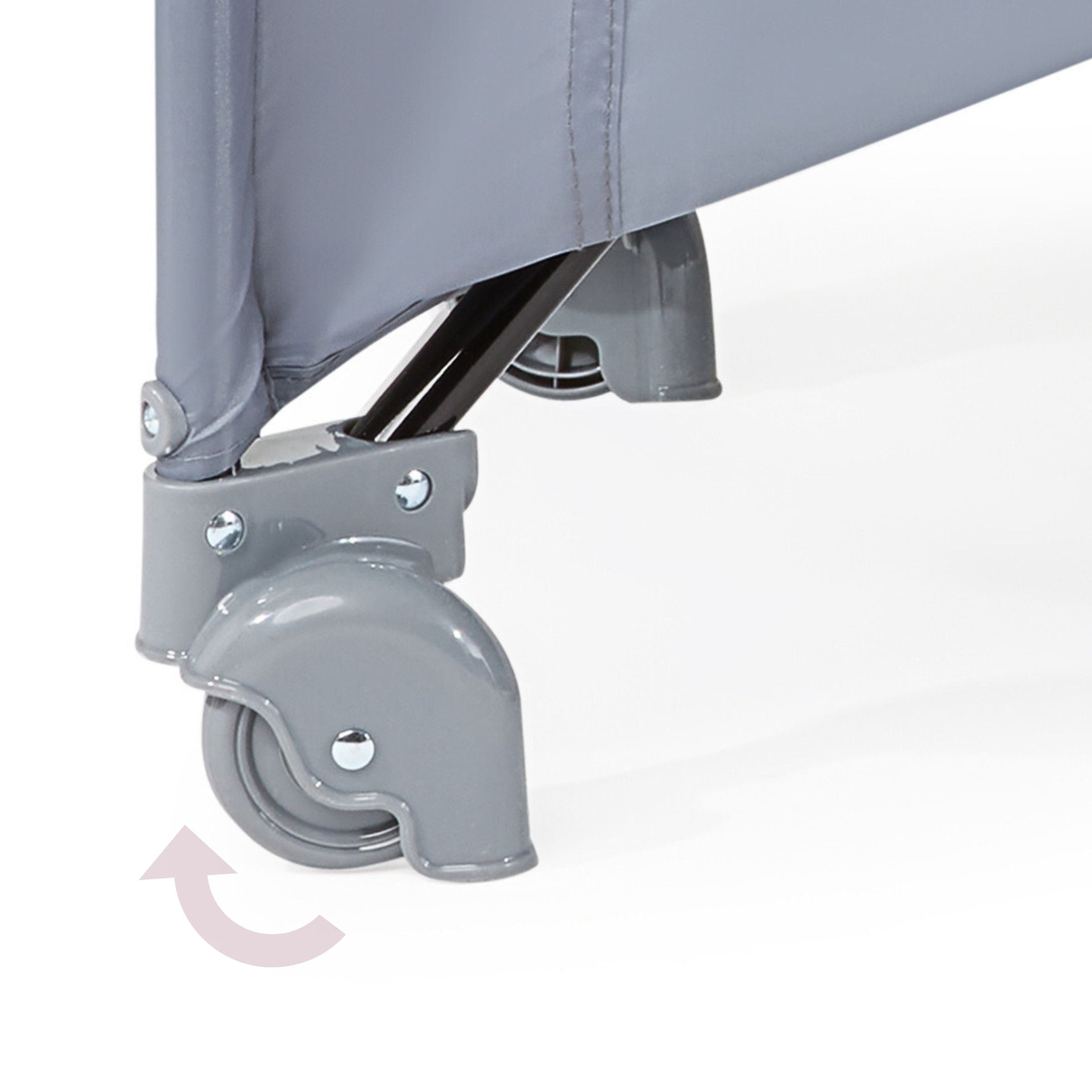 Resesäng/lekhage 2 plan med skötbord, tak och Happy Traveller BASIC PLUS madrass - grå