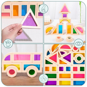 Träklossar med regnbåge - 25 element