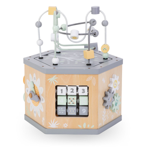 Interaktiv 7-i-1 utbildningskub i trä - motorloop