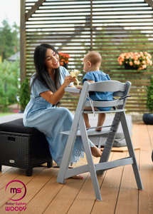 Träfåtölj Moby-System WOODY - grå färg