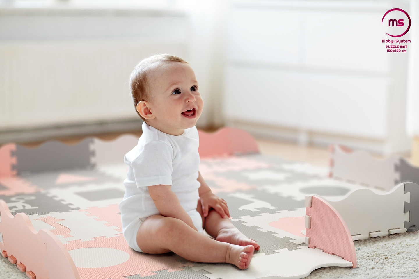 Skummatta XL 150 x 150 x 1cm med kant - EVA-skum - rosa