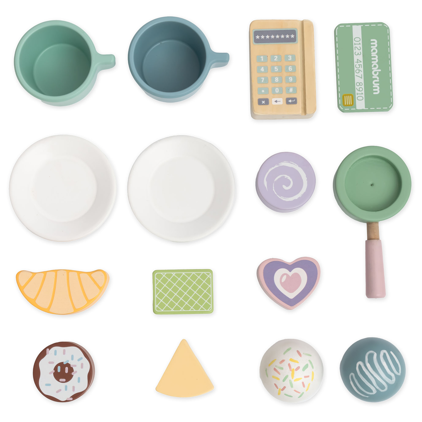 En stor glassbar i trä med magnettavla, kaffemaskin och glass- och dessertset - över 70 delar!