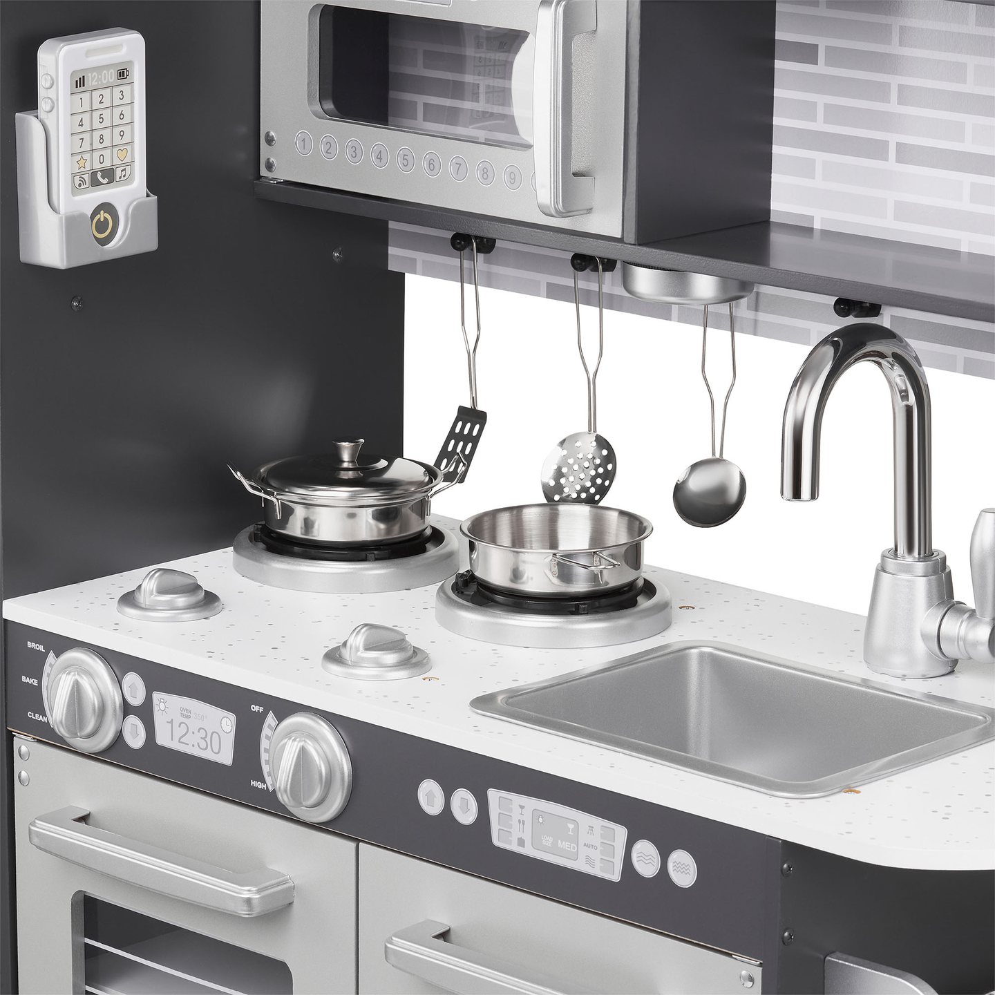 XXL träkök med LED-belysning, förkläde och tillbehör