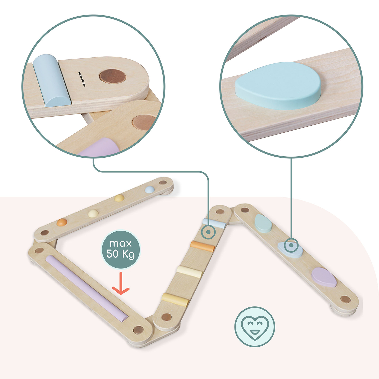 Stor sensorisk stig i trä - balansbana - 9 element